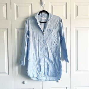 everlane silk shirt dress EVERLANE $130 00 XS Split Neck Silk Shirt Dress Tunic in Stripe